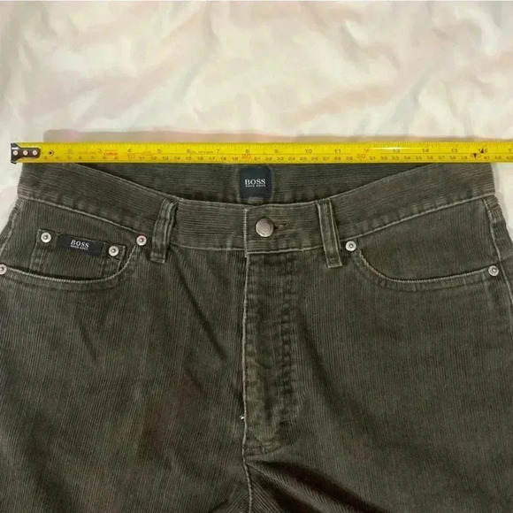 HUGO BOSS men brownish-green corduroy straight mid rise zip up academia… - Picture 7 of 16